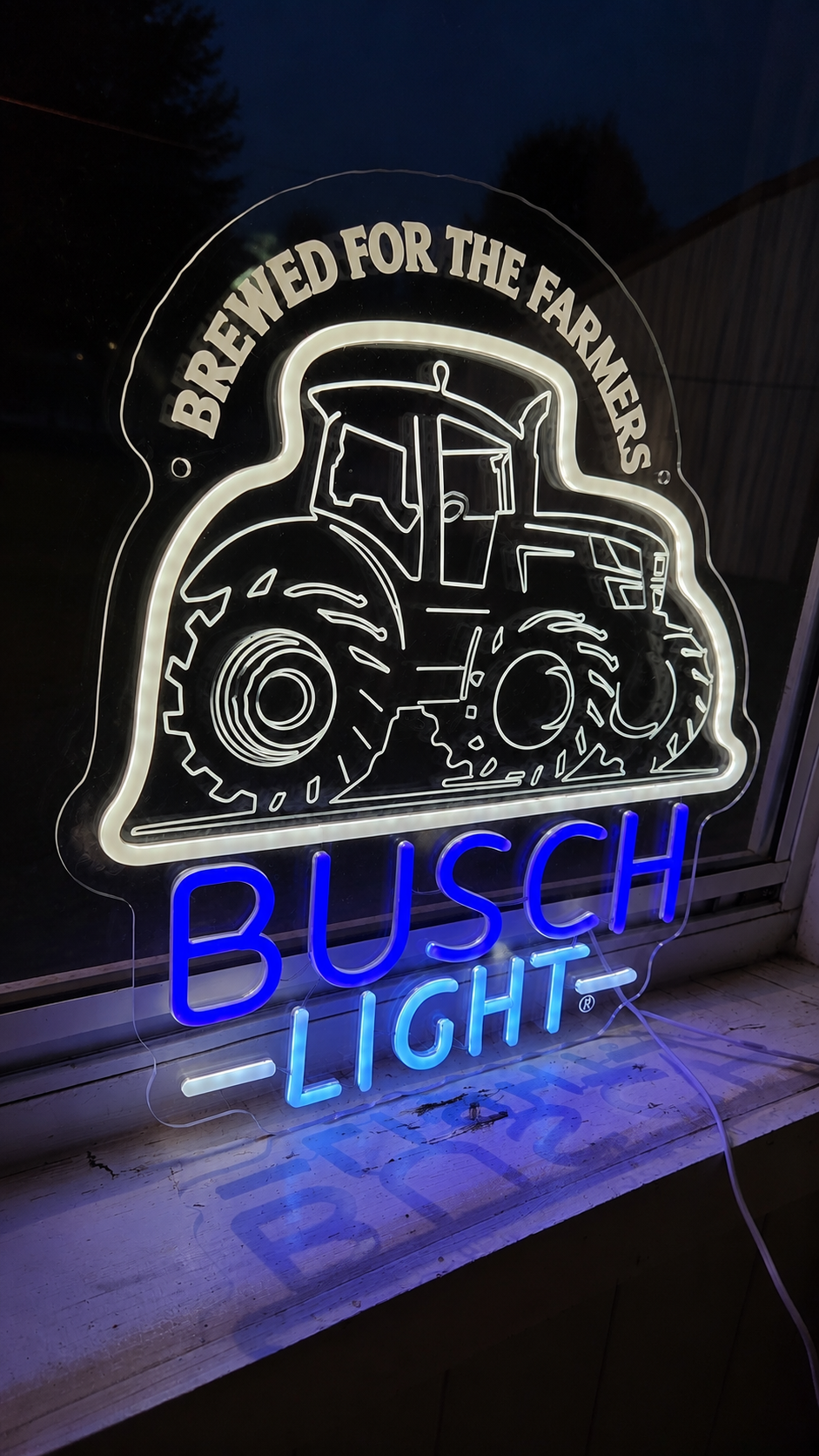Busch Light "Brewed For The Farmers" Tractor Lighted Beer Advertising Sign