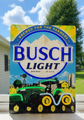 Busch Light "Brewed For The Farmers" John Deere Four-Track Tractor Lighted Beer Advertising Sign 8RX Series