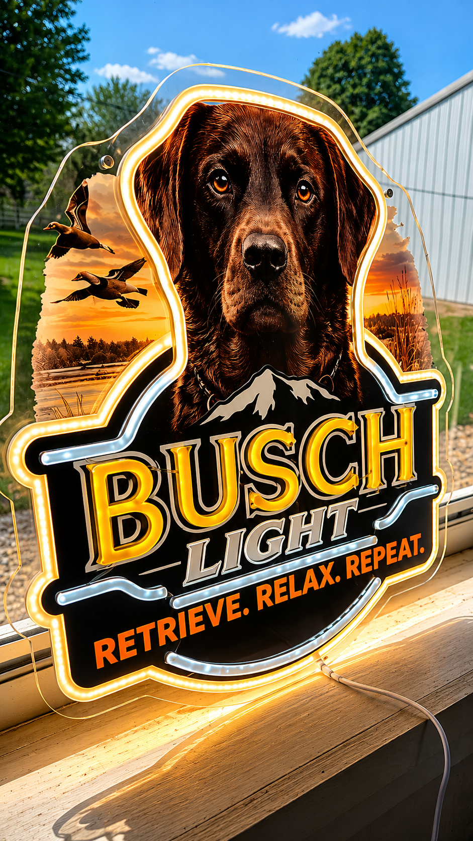 Busch Light Chocolate Lab LED Lighted Advertising Sign