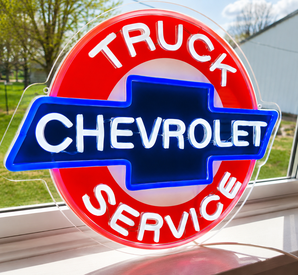Chevrolet Truck Service LED Neon Sign – Vintage Garage Wall Decor | Man Cave, Auto Shop & Classic Truck Gift