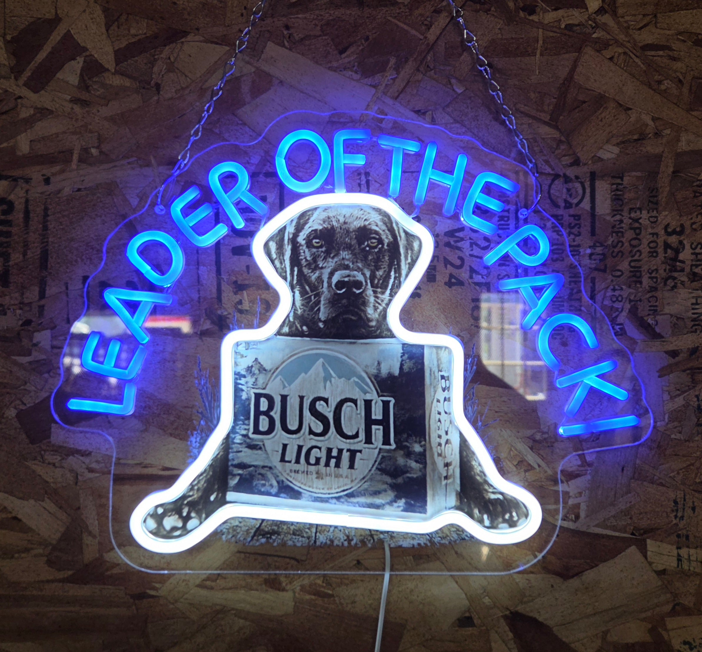 Busch Light Labrador Dog "Leader of the Pack!" Beer LED Lighted Advertising Sign