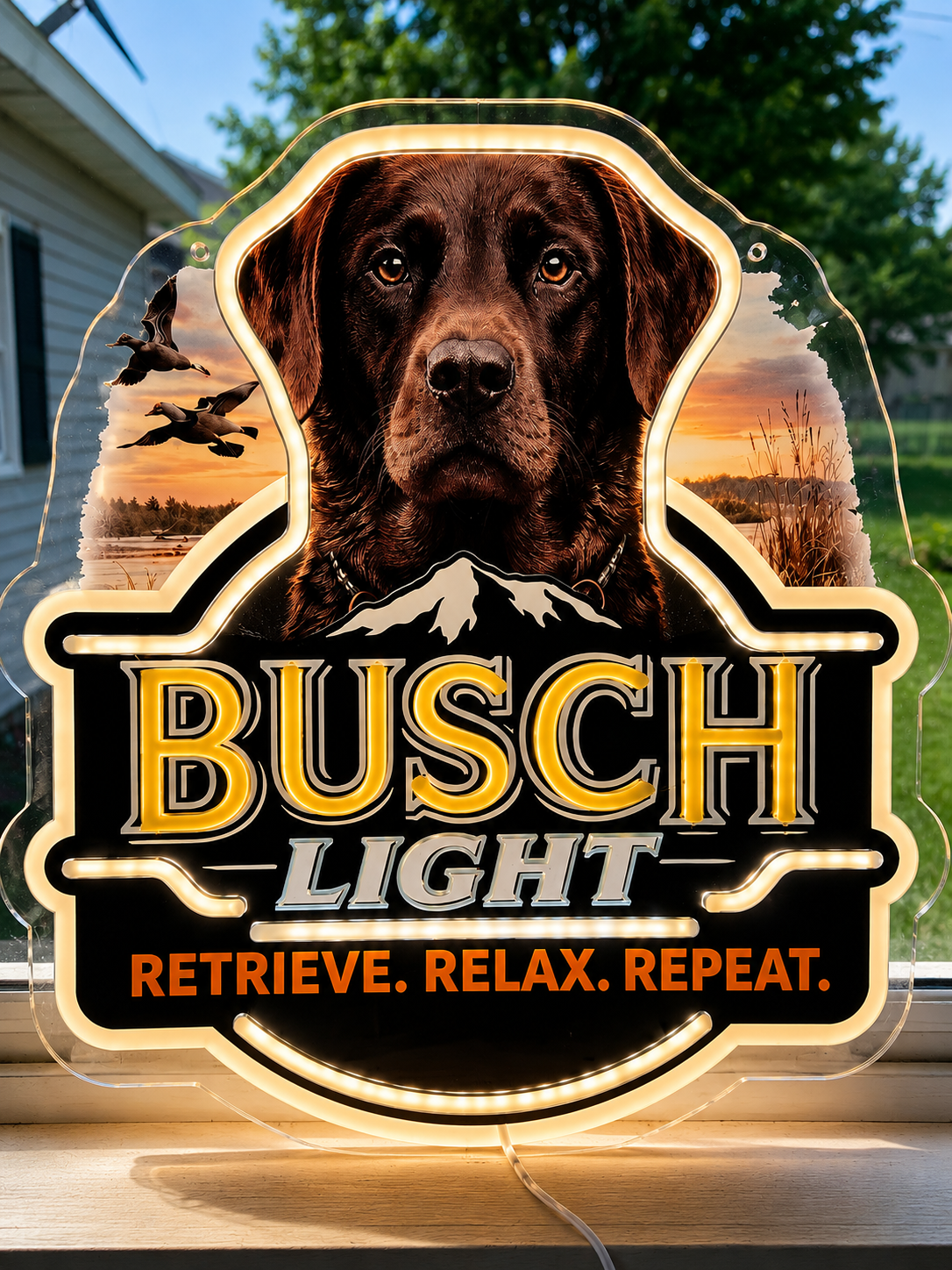 Busch Light Chocolate Lab LED Lighted Advertising Sign