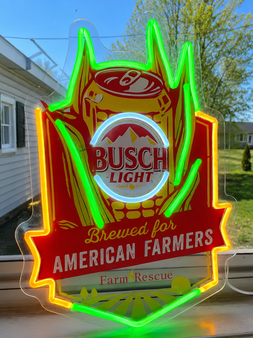 Busch Light - Farm Rescue Corn Cob Can "Brewed For American Farmers" Beer LED Lighted Advertising Sign