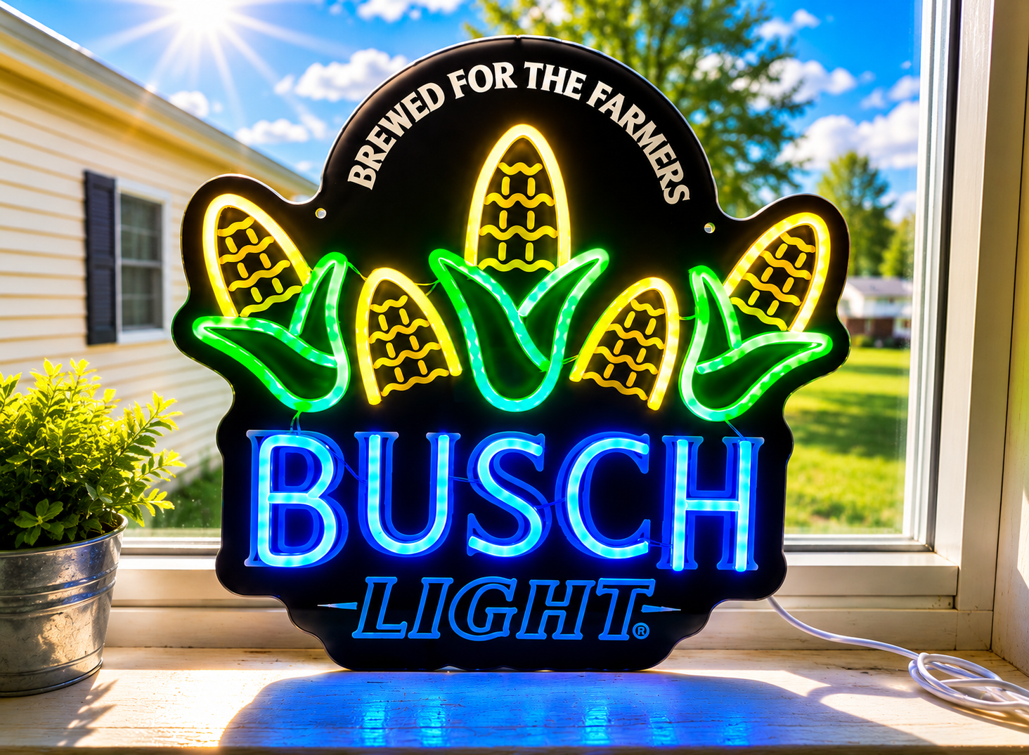Busch Light "For The Farmers" Corn Lighted LED Advertising Sign