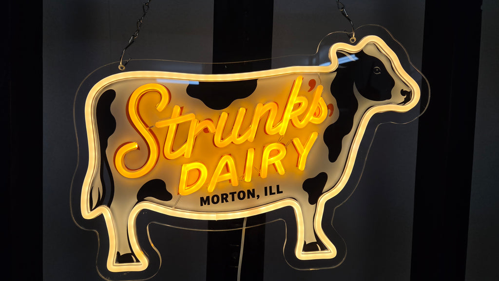 Strunk's Dairy - Morton, IL Lighted LED Advertising Sign Farm Sign