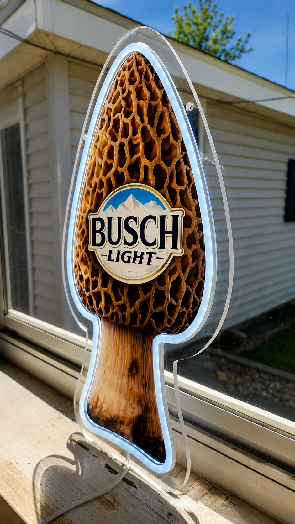 Busch Light Morel Mushroom Shape LED Lighted Advertising Sign