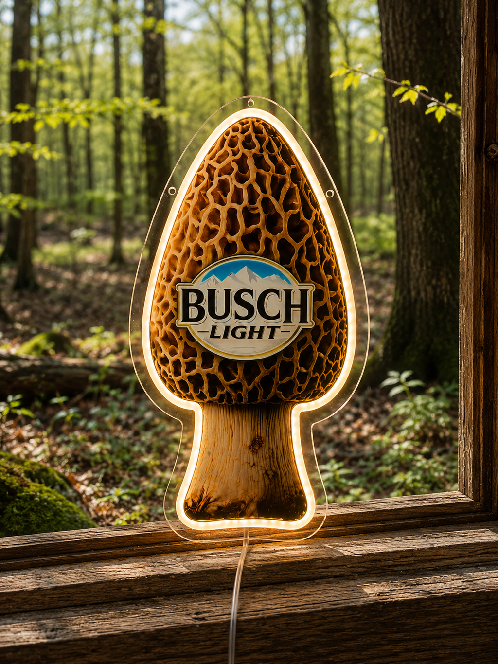 Busch Light Morel Mushroom Shape LED Lighted Advertising Sign