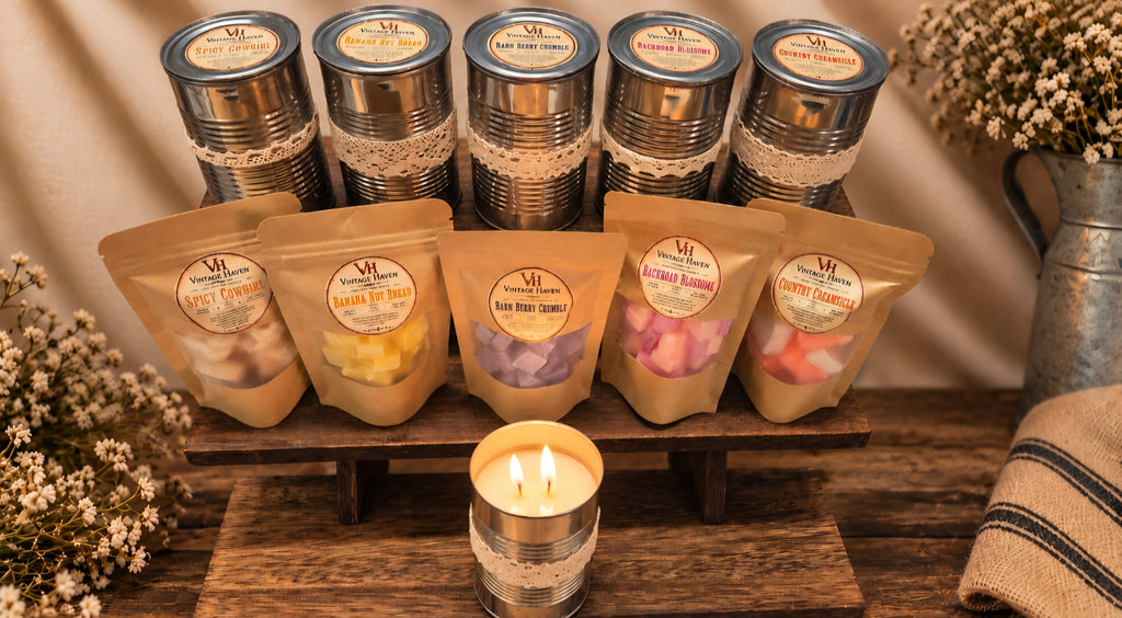 Vintage Haven Handmade 12oz Soy Wax Candles | Rustic Farmhouse Scent Collection