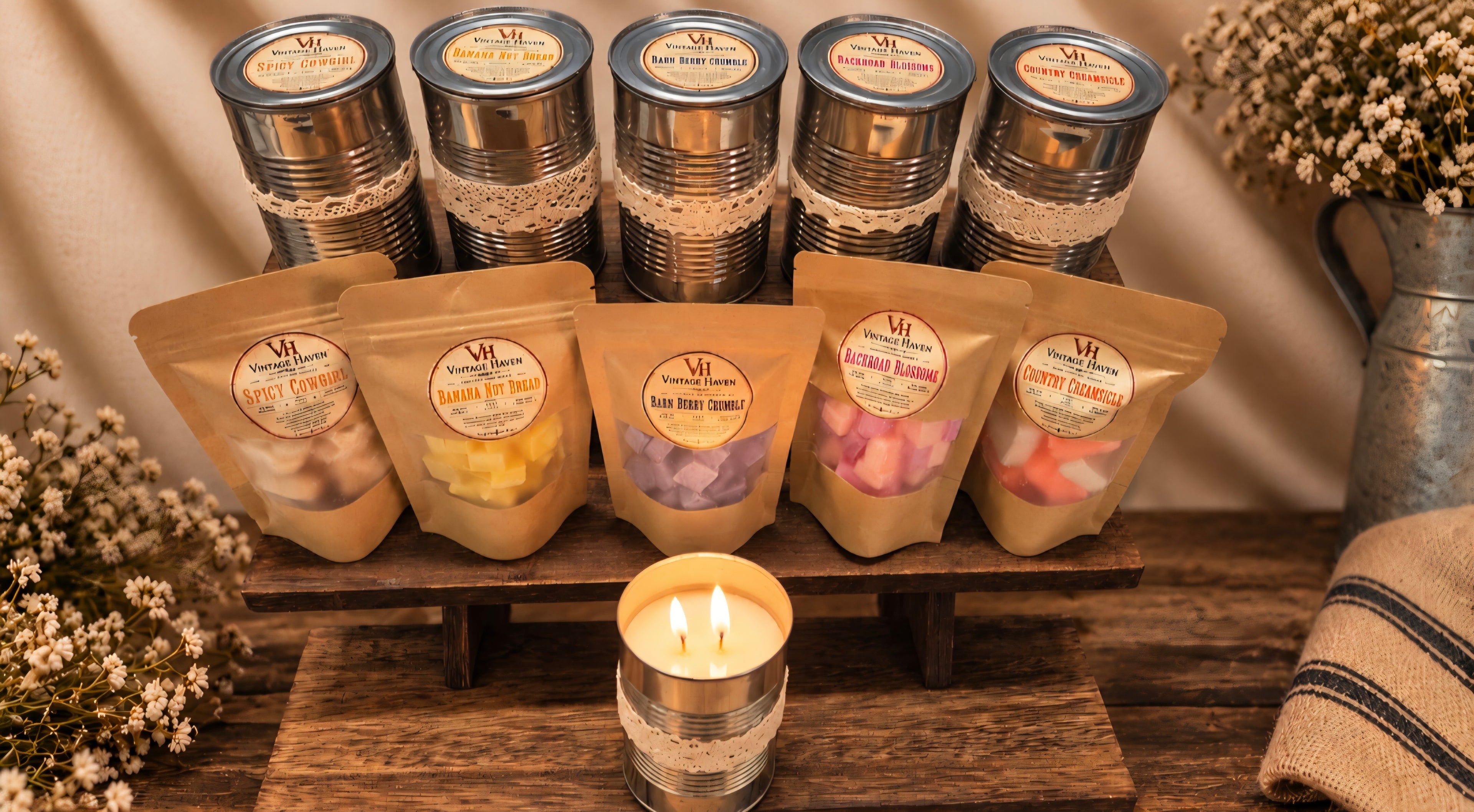 Vintage Haven Handmade Soy Wax Melts | Rustic Farmhouse Scent Collection