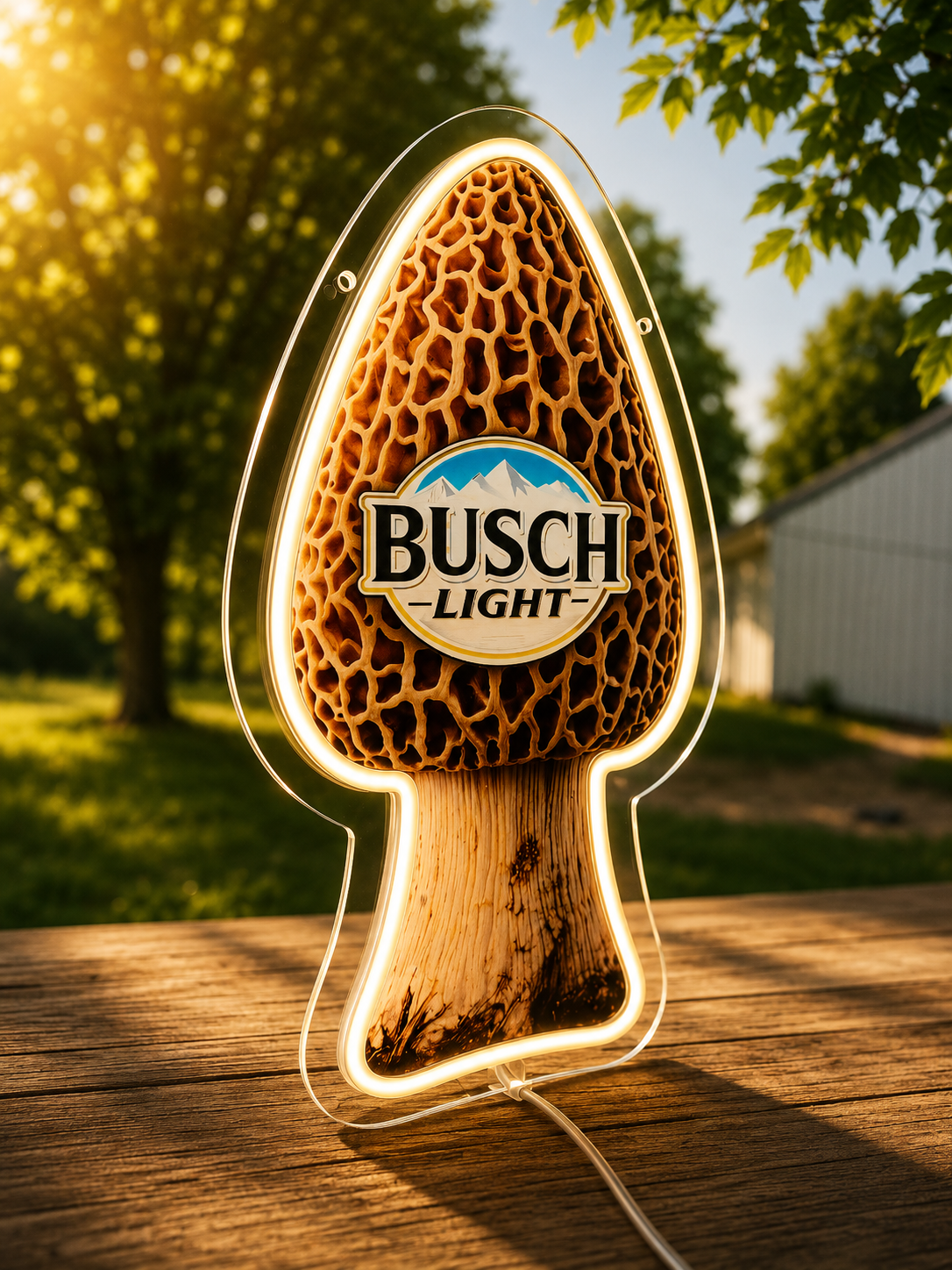 Busch Light Morel Mushroom Shape LED Lighted Advertising Sign