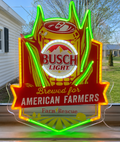 Busch Light - Farm Rescue Corn Cob Can "Brewed For American Farmers" Beer LED Lighted Advertising Sign