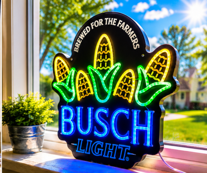 Busch Light "For The Farmers" Corn Lighted LED Advertising Sign