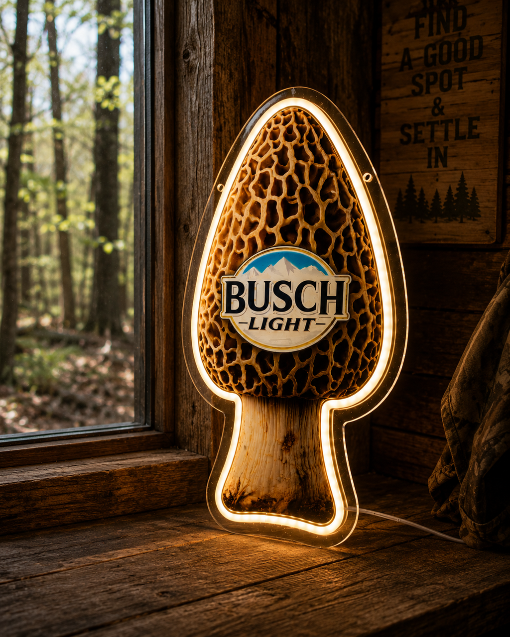 Busch Light Morel Mushroom Shape LED Lighted Advertising Sign