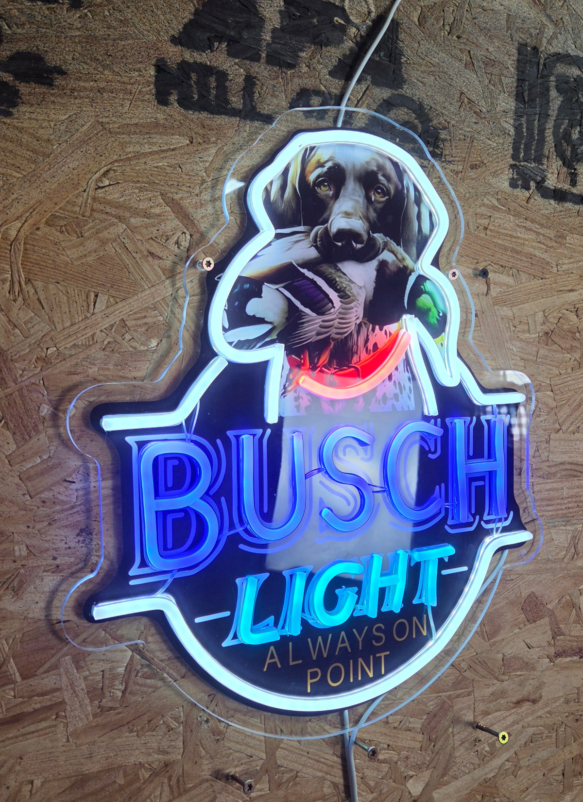Busch Light German Short Haired Point w/ Duck "Always On Point" Beer LED Lighted Advertising Sign