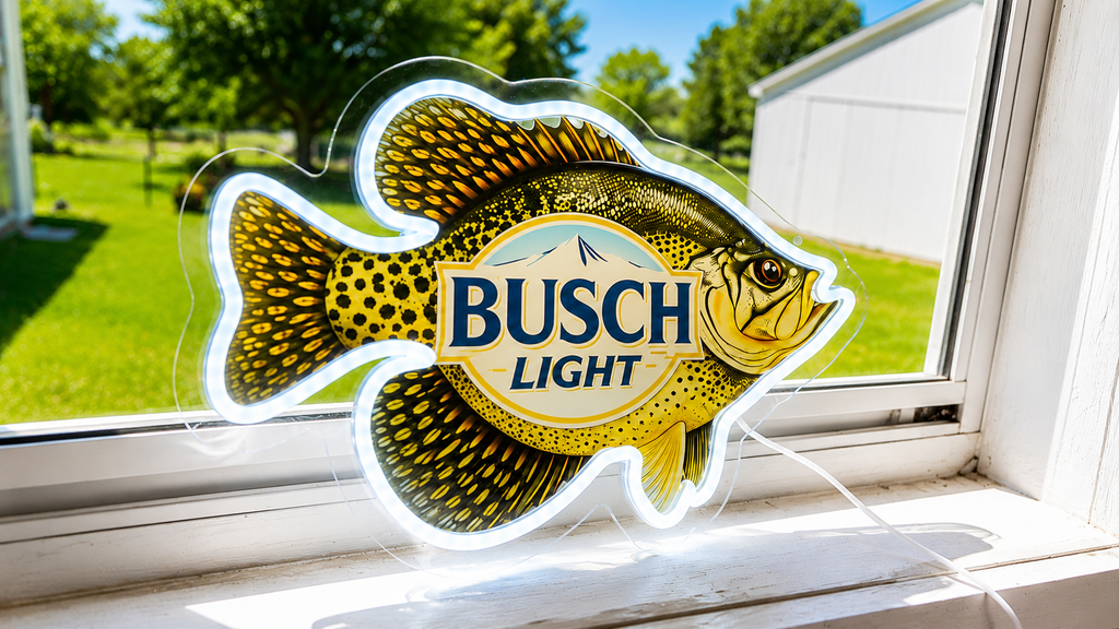 Busch Light - Crappie Fish Lighted Beer Advertising Sign Fishing Sign