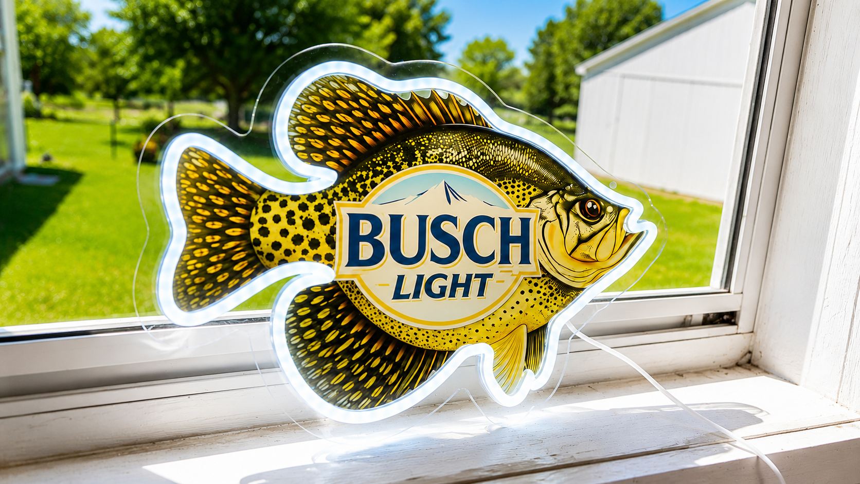 Busch Light - Crappie Fish Lighted Beer Advertising Sign Fishing Sign
