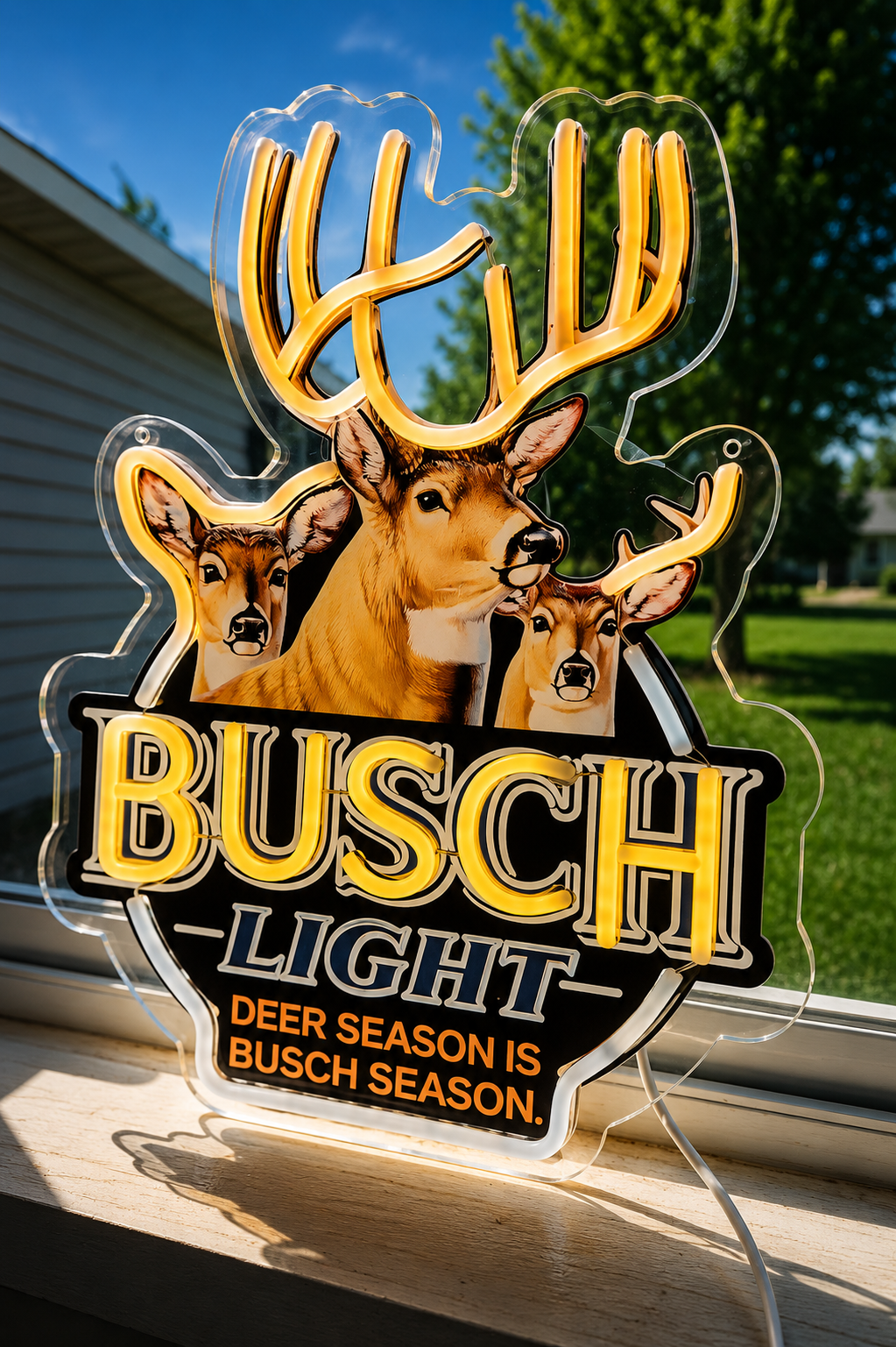 Busch Light "Deer Season Is Busch Season" Whitetal Deer LED Lighted Advertising Sign