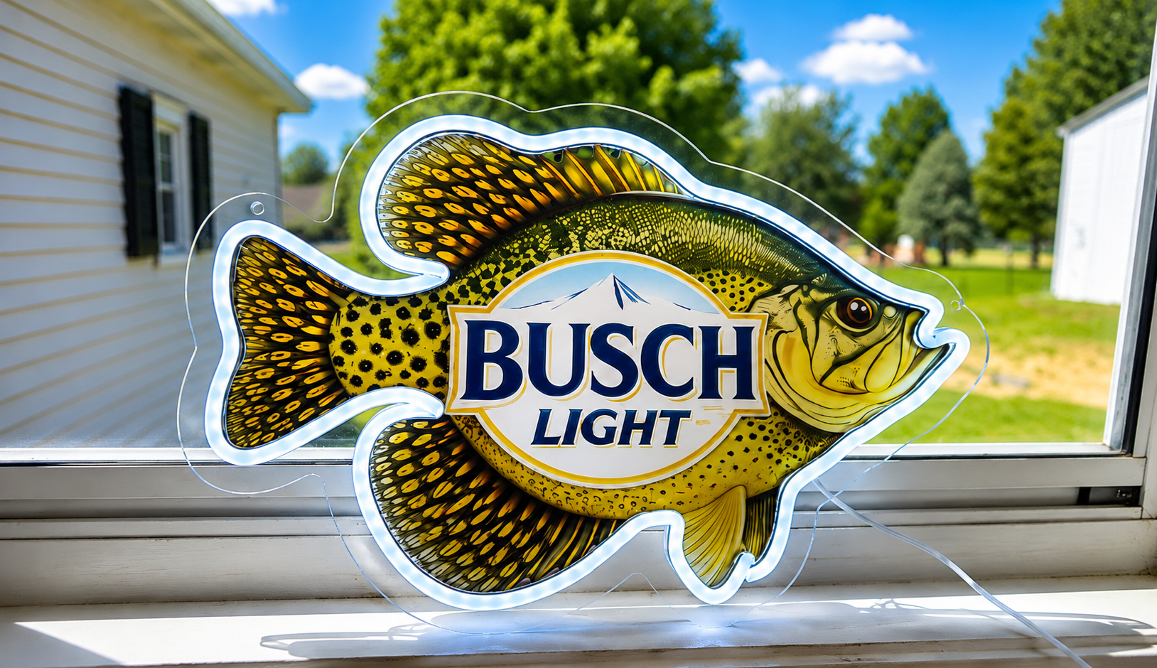 Busch Light - Crappie Fish Lighted Beer Advertising Sign Fishing Sign