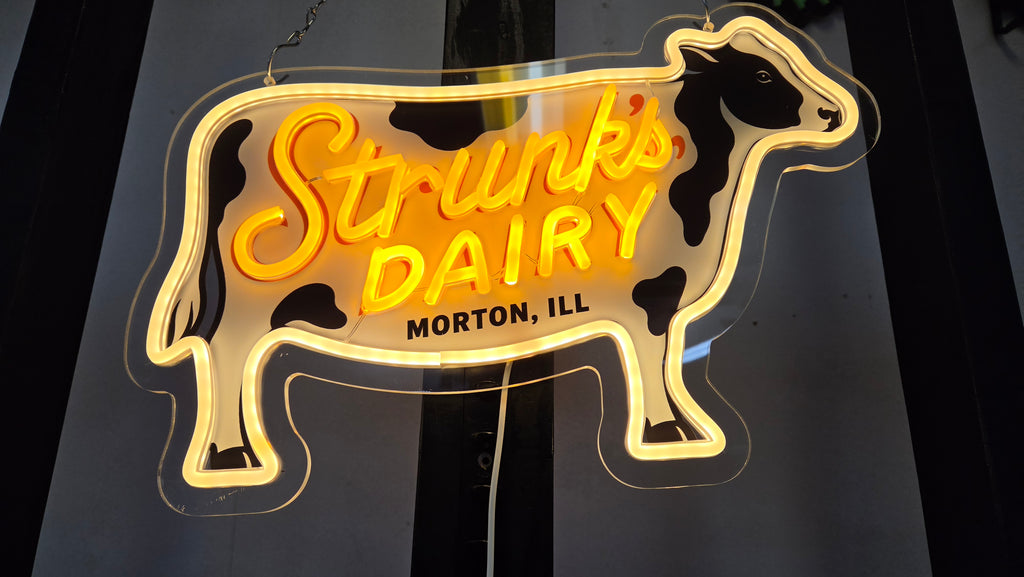 Strunk's Dairy - Morton, IL Lighted LED Advertising Sign Farm Sign