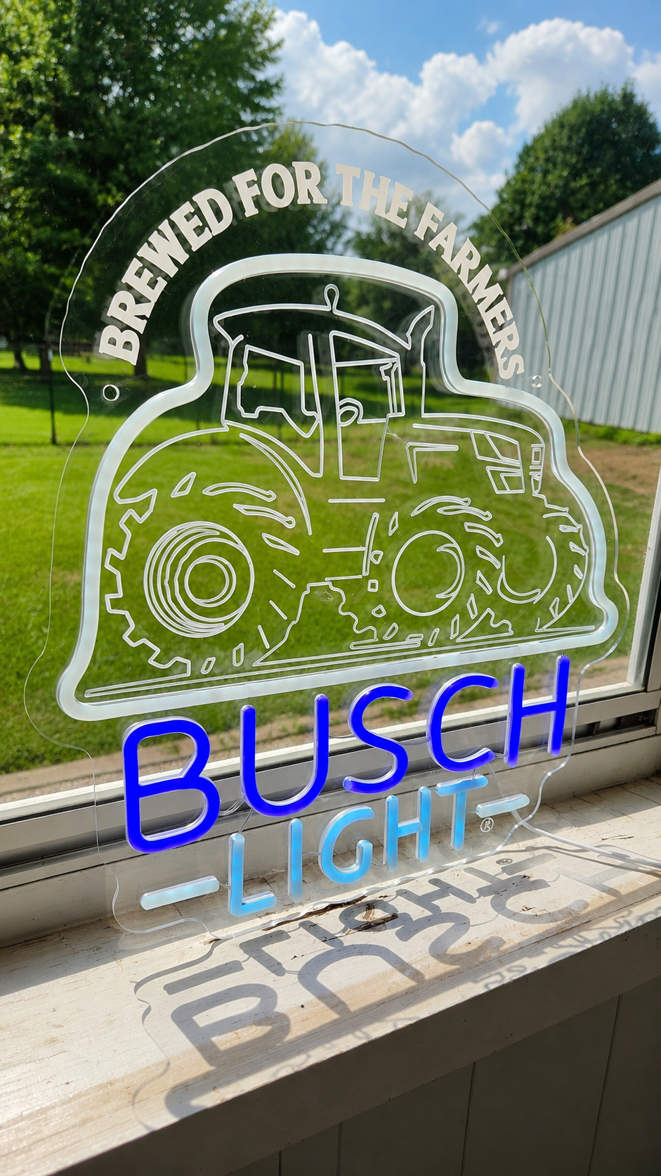 Busch Light "Brewed For The Farmers" Tractor Lighted Beer Advertising Sign