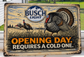 12" x 8" Busch Light Opening Day Requires A Cold One Turkey Hunting Metal Sign – Rustic Hunting Wall Decor | Cabin, Man Cave & Hunter Gift